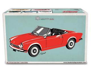 Fiat 124 Sport Spider AS (1438 cc.) 1968 Blu chiaro Laudoracing 1:18 Resinemodell (Türen, Motorhaube... nicht zu öffnen!)